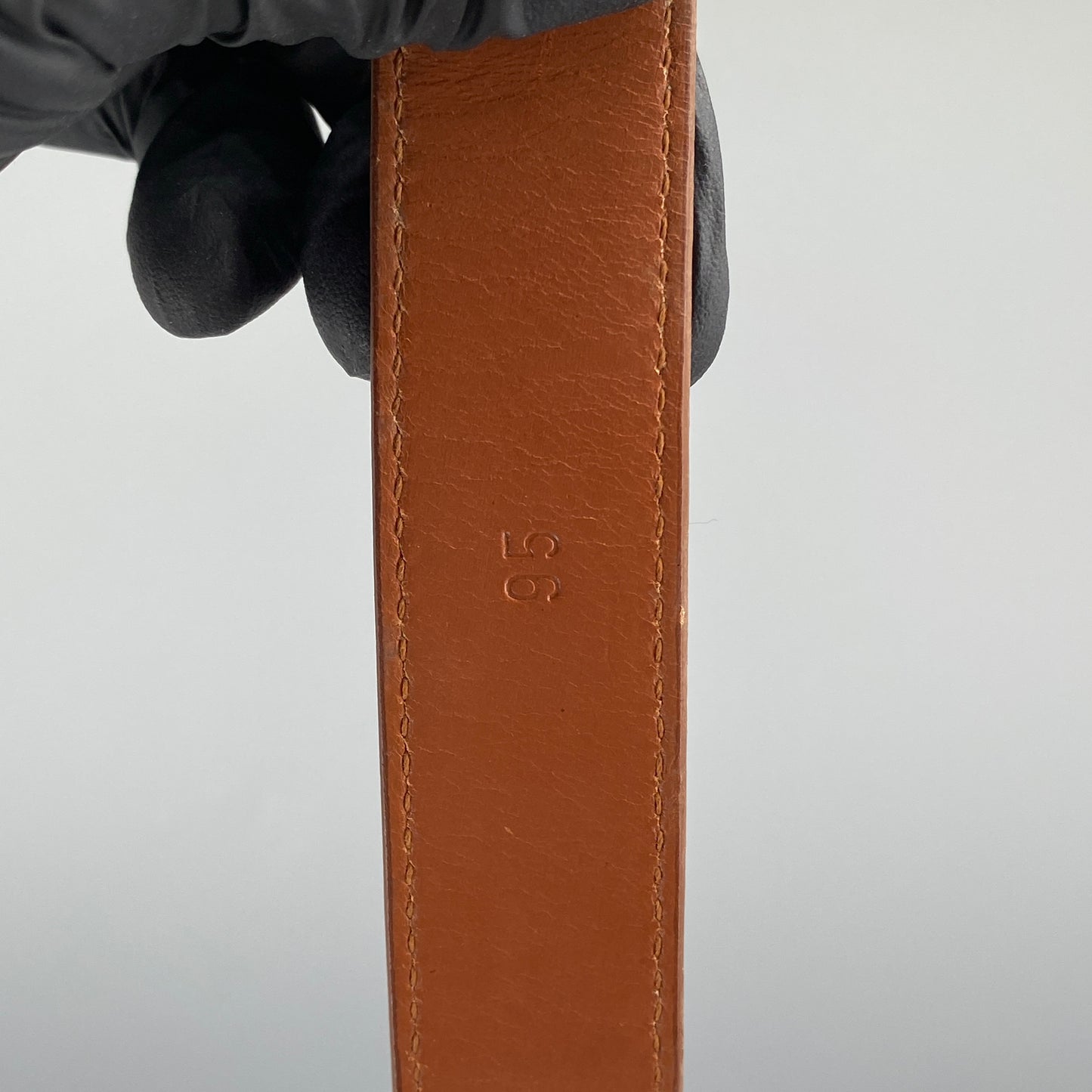 Ferragamo Caramel Embossed Leather Pin Buckle Belt 95cm