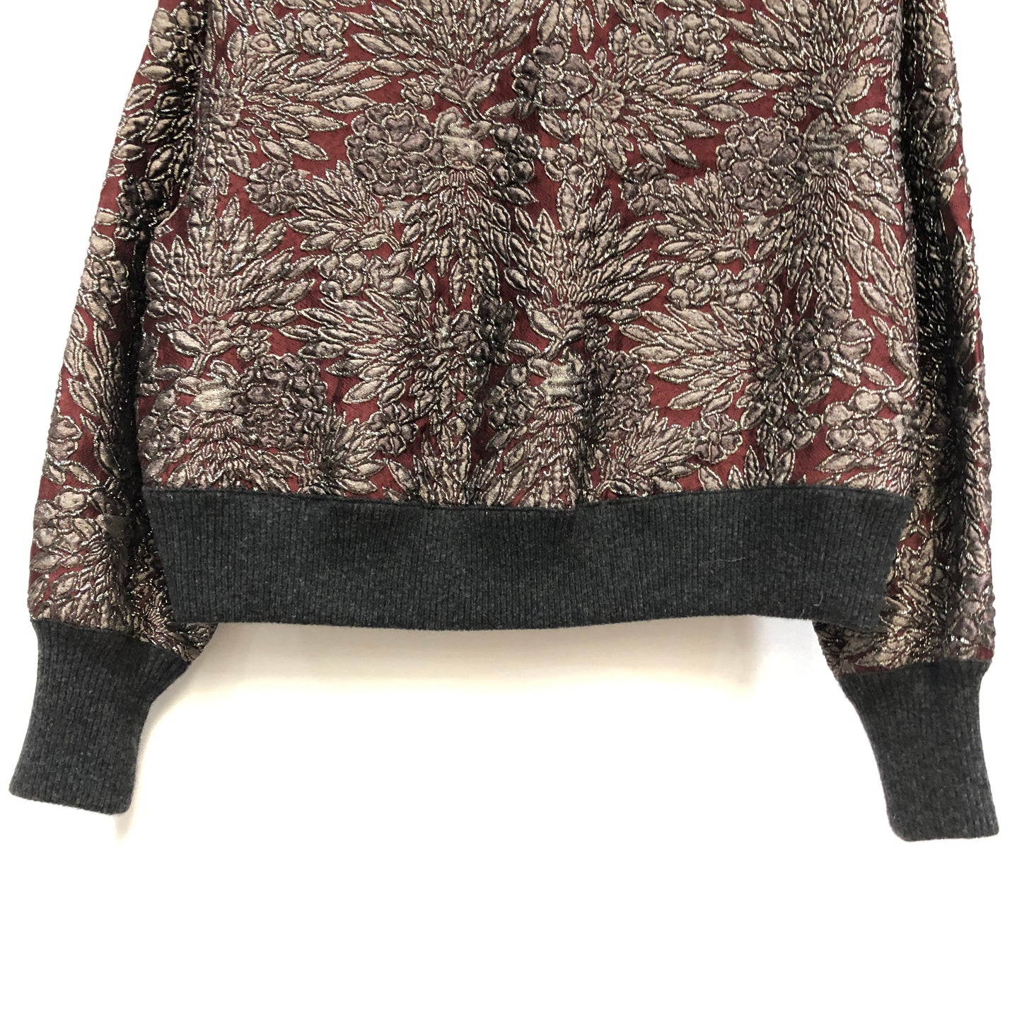 Dolce & Gabbana Claret Grey Black Jacquard Long Sleeve Knit Top Size 36