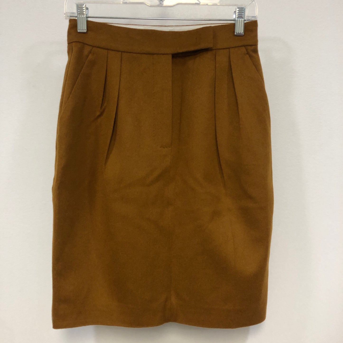 MaxMara Camel Wool Pleated Straight Midi Skirt Size US 8