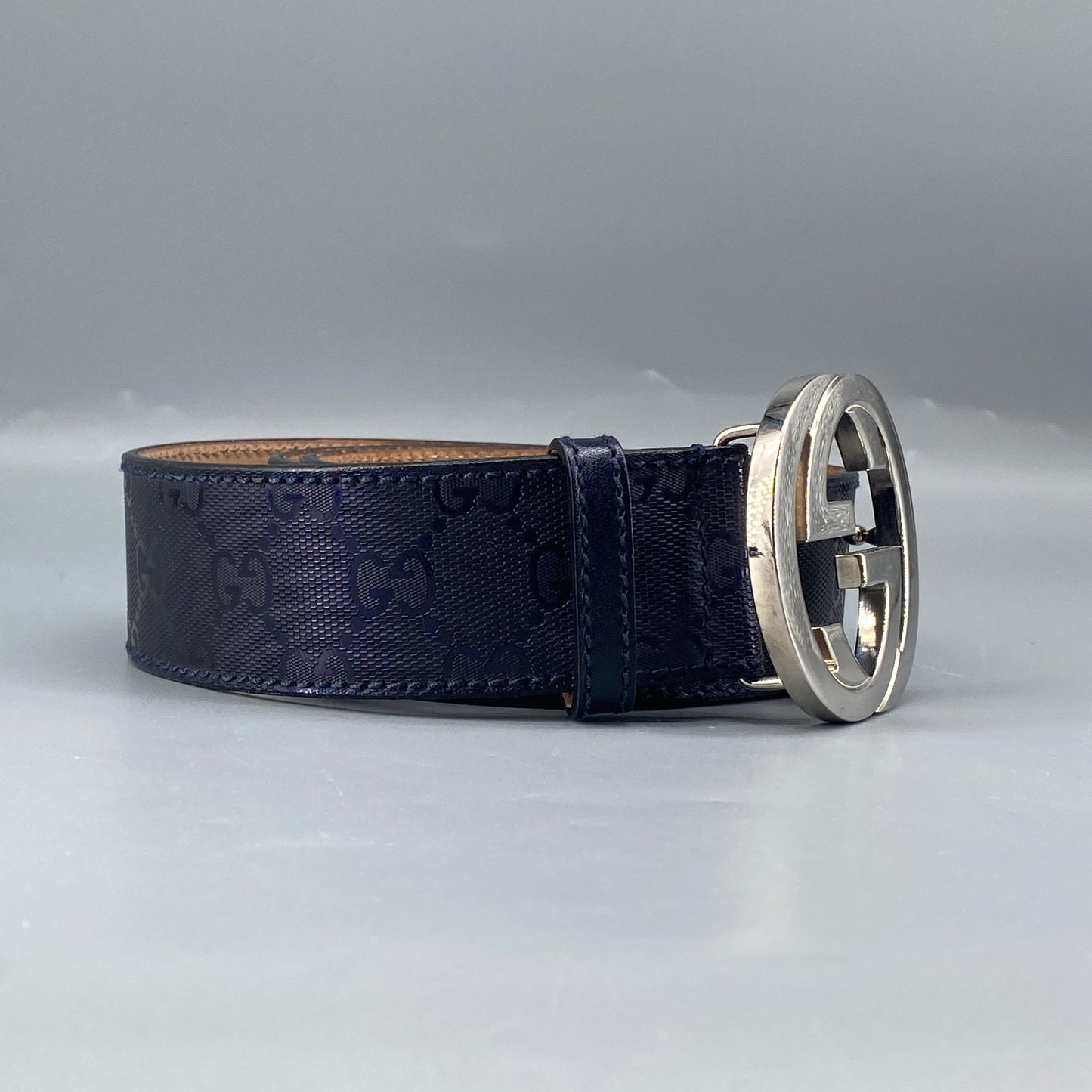 Gucci Dark Blue GG Supreme Belt 90cm