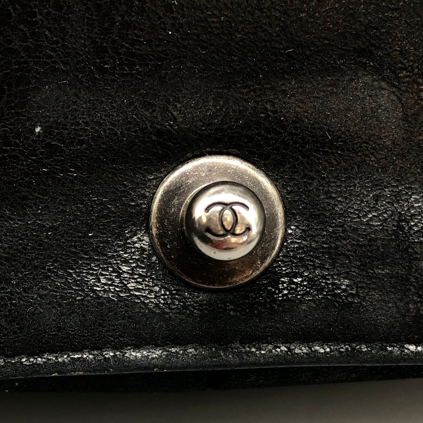 Chanel Black shiny suede nubuck iridescent leather Leather Mini Boy Bag