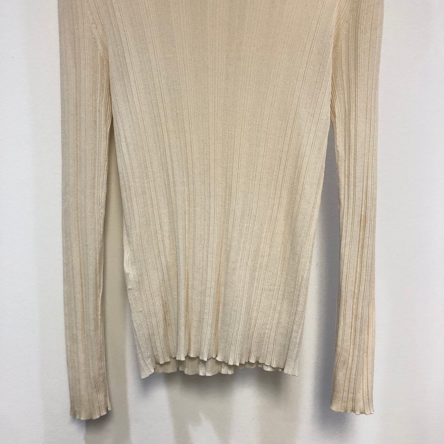 Toteme Ribbed Mock Neck Knit Top Size L Cream