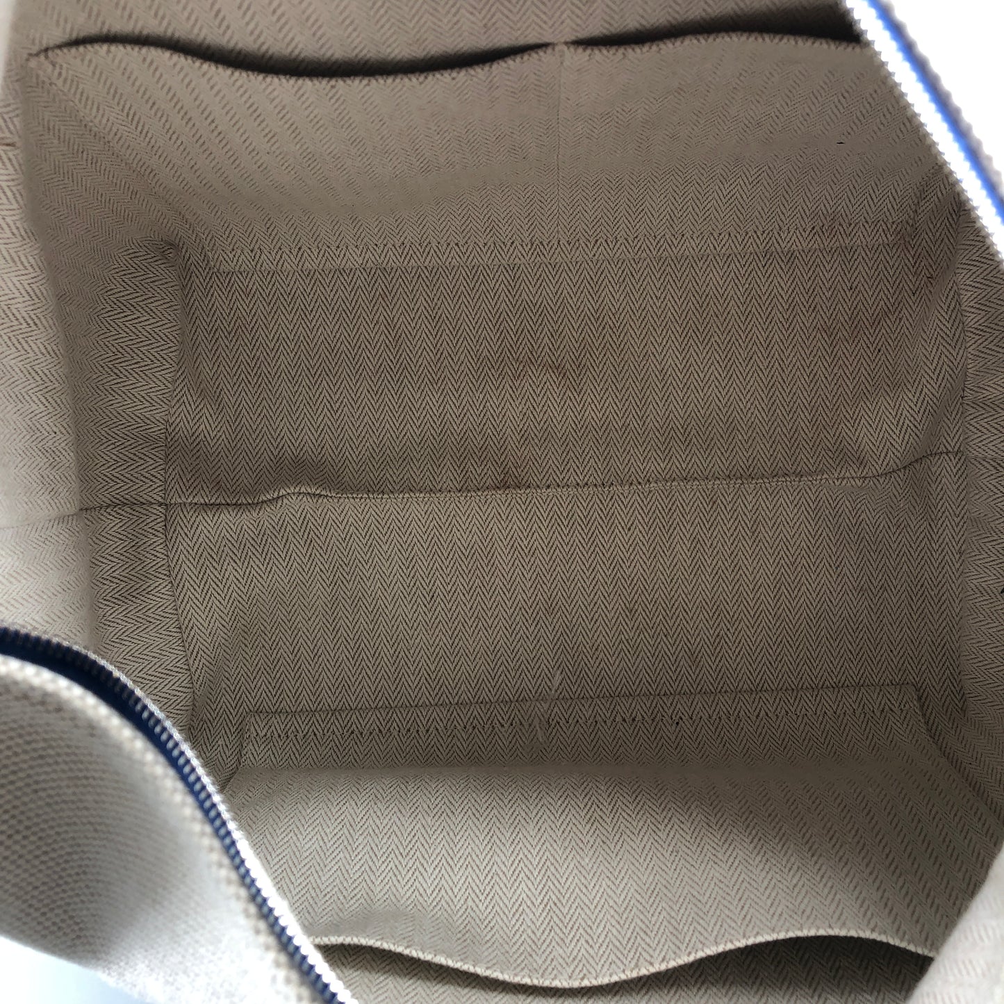Hermes Bride A Brac Canvas Cosmetic Hand Bag Cream Navy