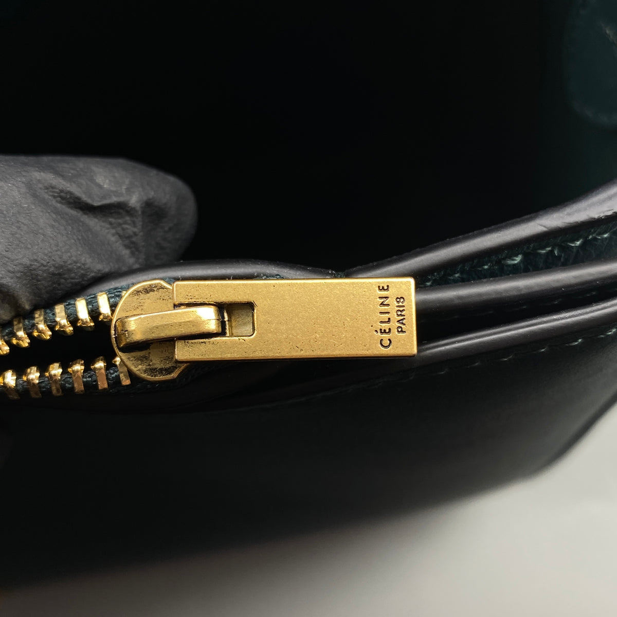 Celine New Frame Shoulder Bag Navy Green Leather