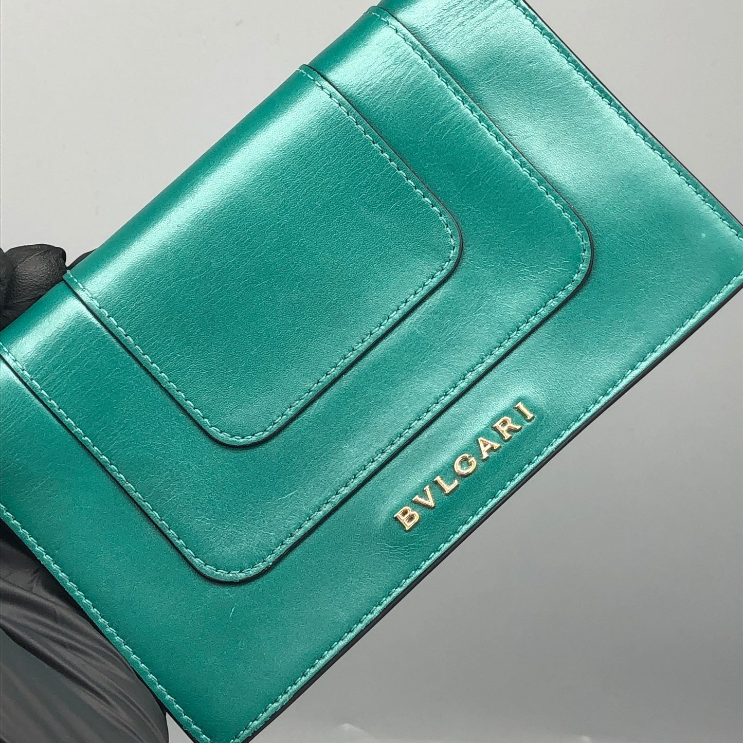 Bvlgari Serpenti Forever Green & Purple Leather  Wallet
