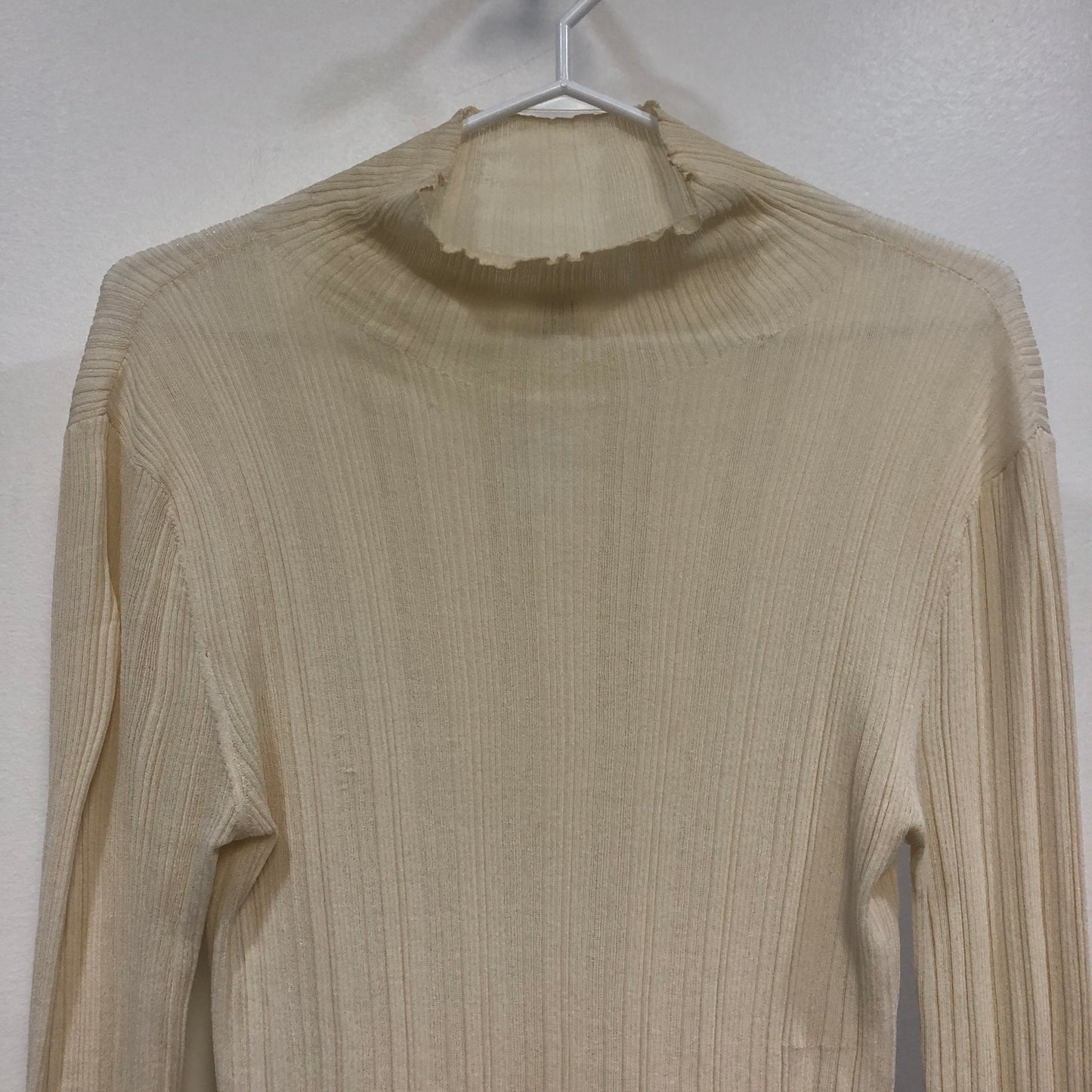 Toteme Ribbed Mock Neck Knit Top Size L Cream