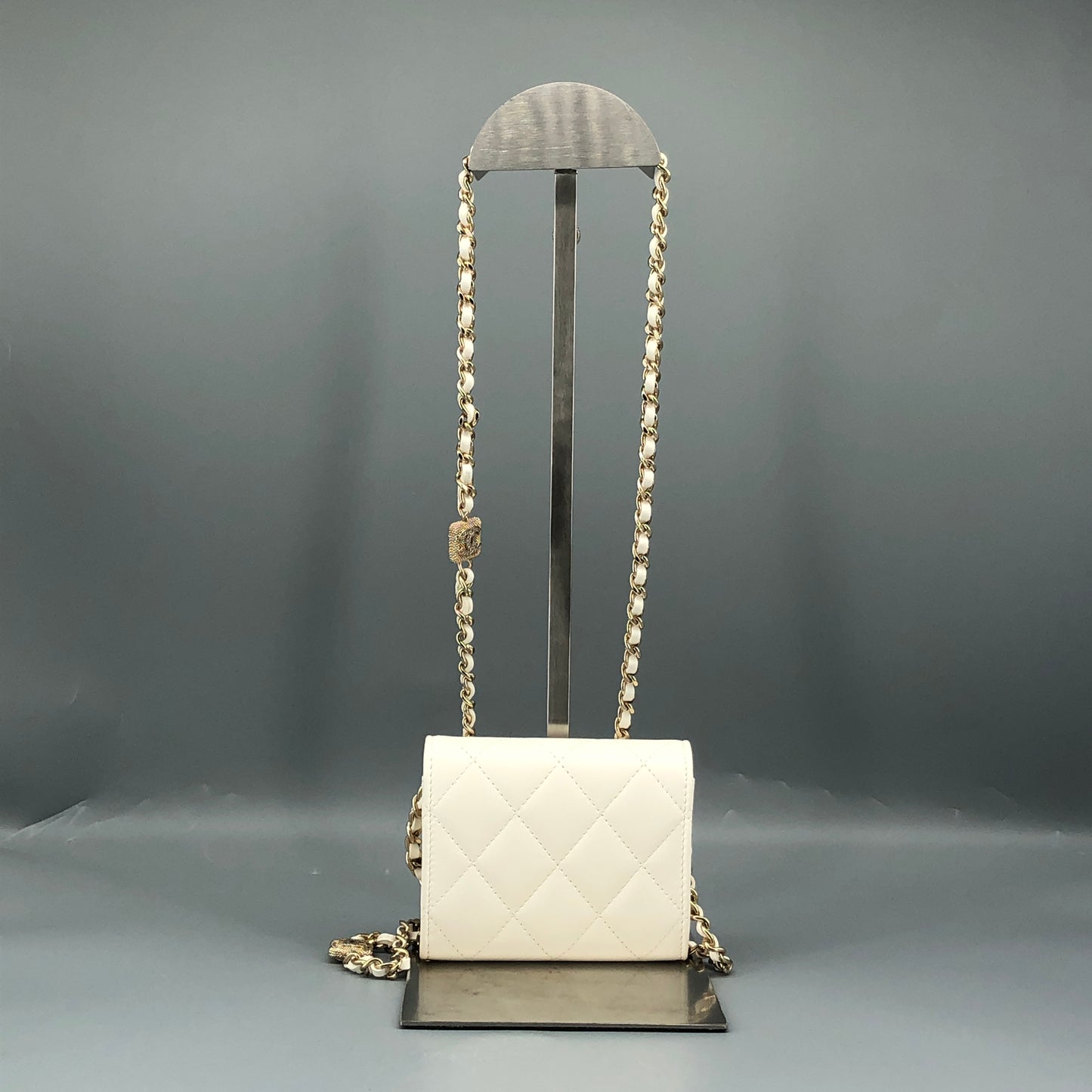 Chanel Mini Quilted Leather Chain Crossbody Bag cream