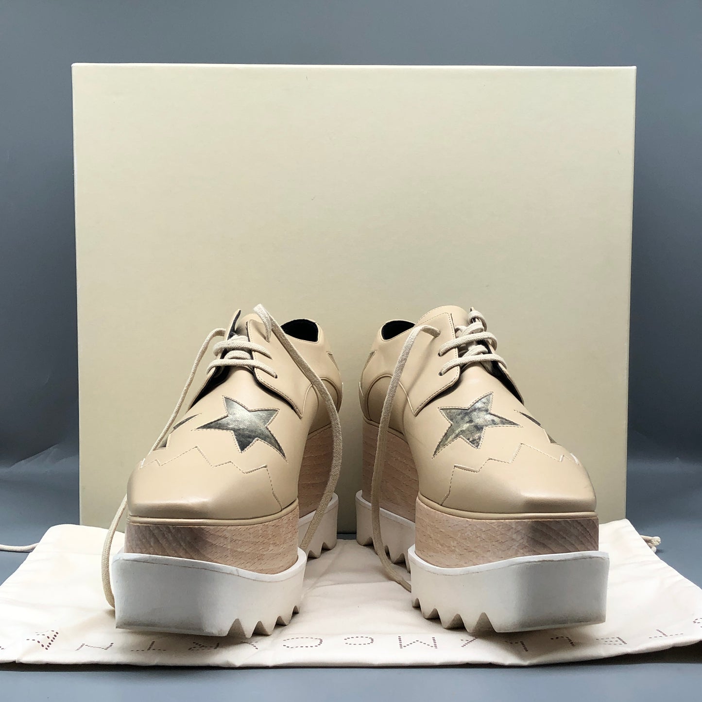 Stella McCartney Nude Star-Embellished Platform Sneakers Women's Shoes Size 36