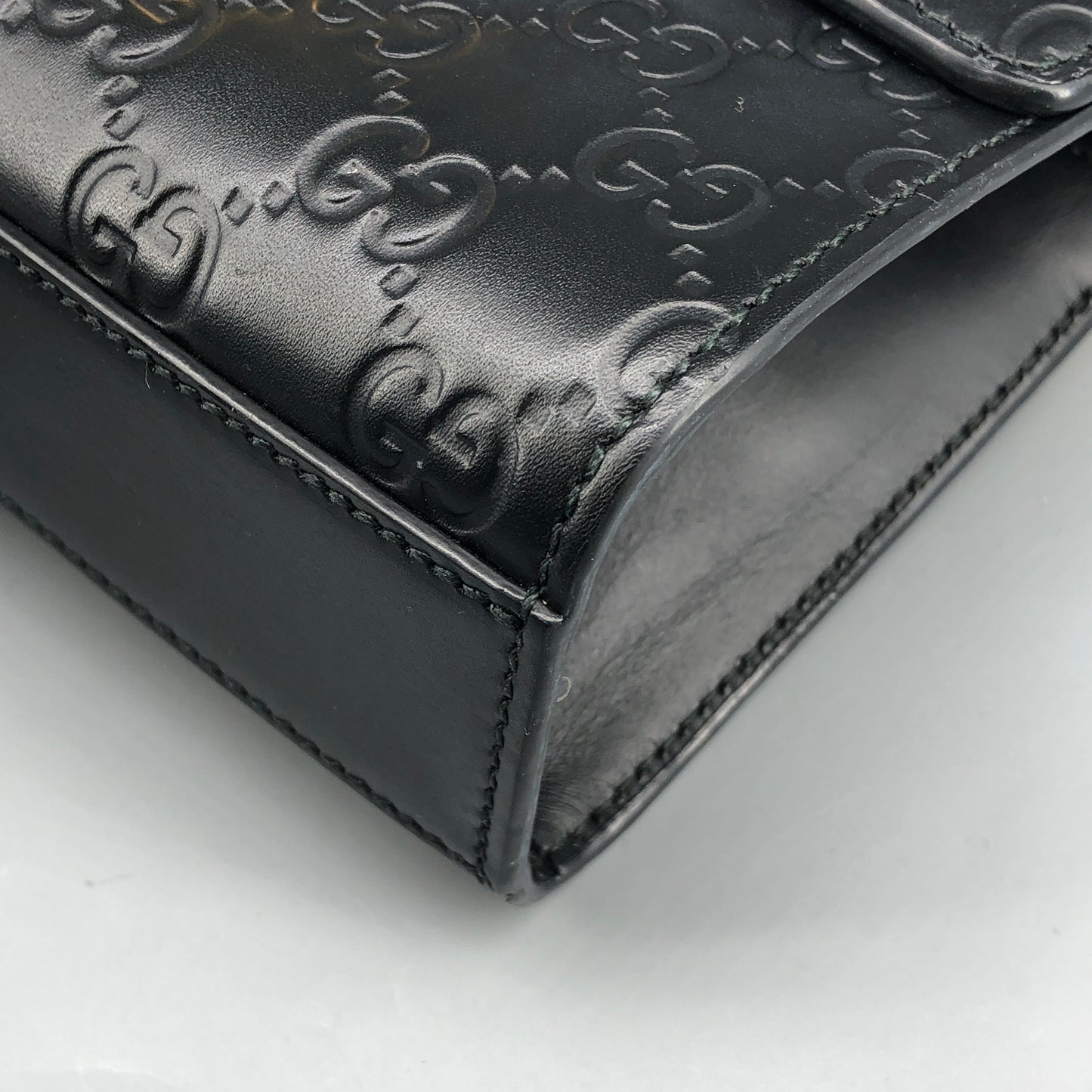 Gucci Black GG Embossed Leather Padlock Shoulder Bag