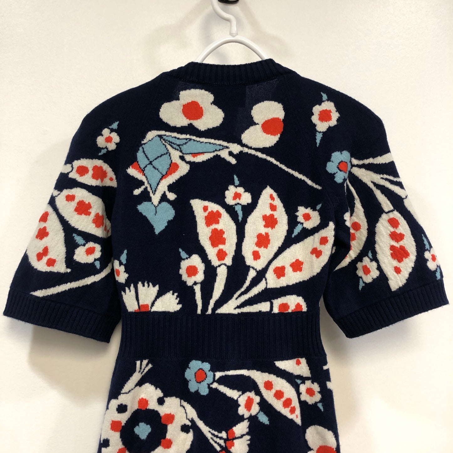 Chanel Navy Blue Floral Print Shirt Dress Size 36