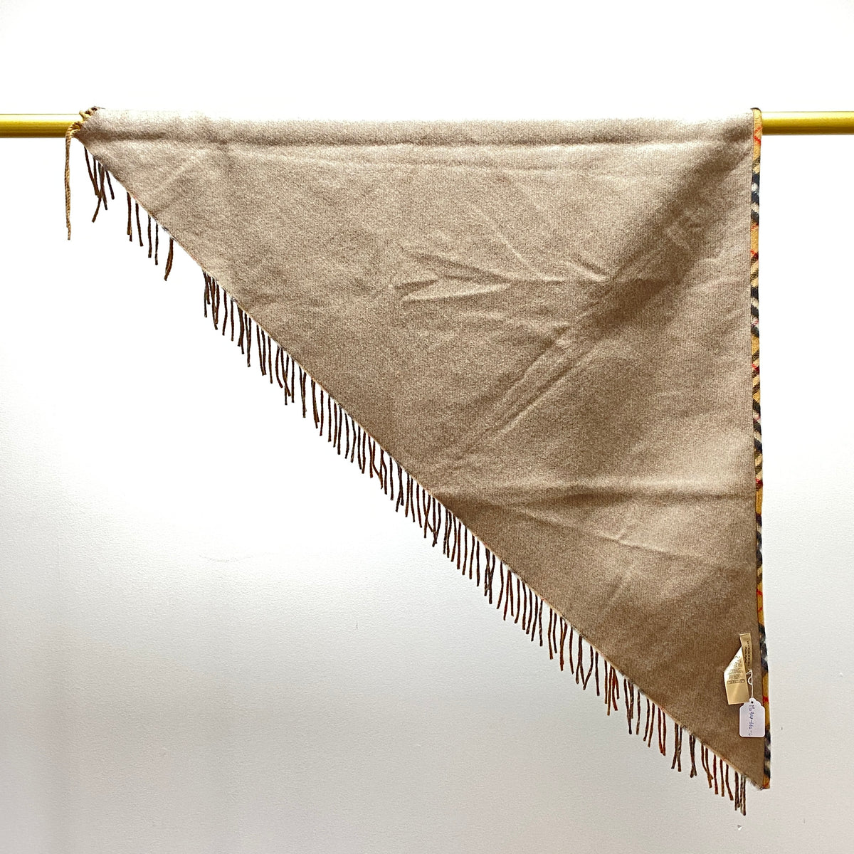 Burberry Beige Check Wool Triangle Scarf