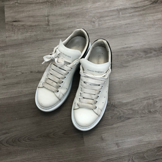 Alexander McQueen Women's Oversized Platform Leather Sneaker Shoes 37 White Metallic Pearl