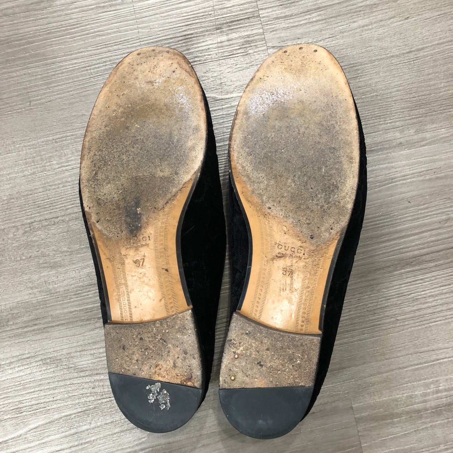 Gucci Women's Black GG Velvet Horsebit Loafers Size 37
