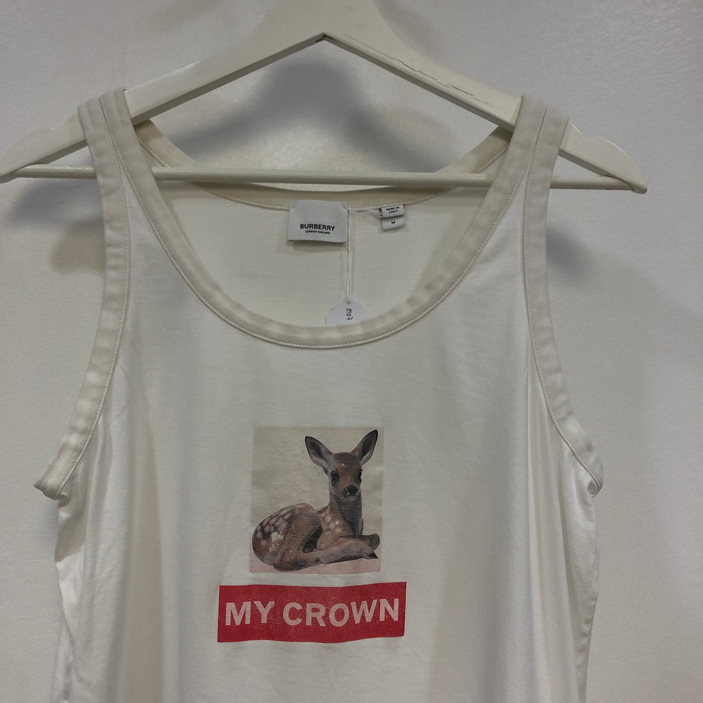 Burberry White Deer Graphic Tank Top Size M