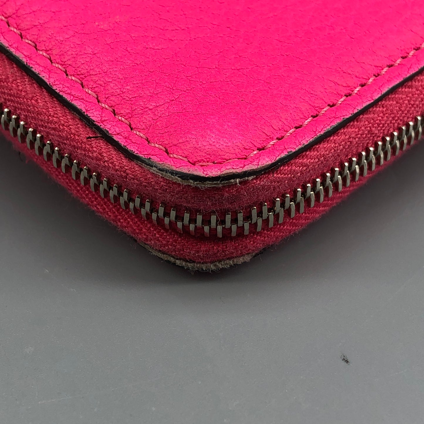 Celine Hot Pink Grained Leather Zip-Around Long Wallet