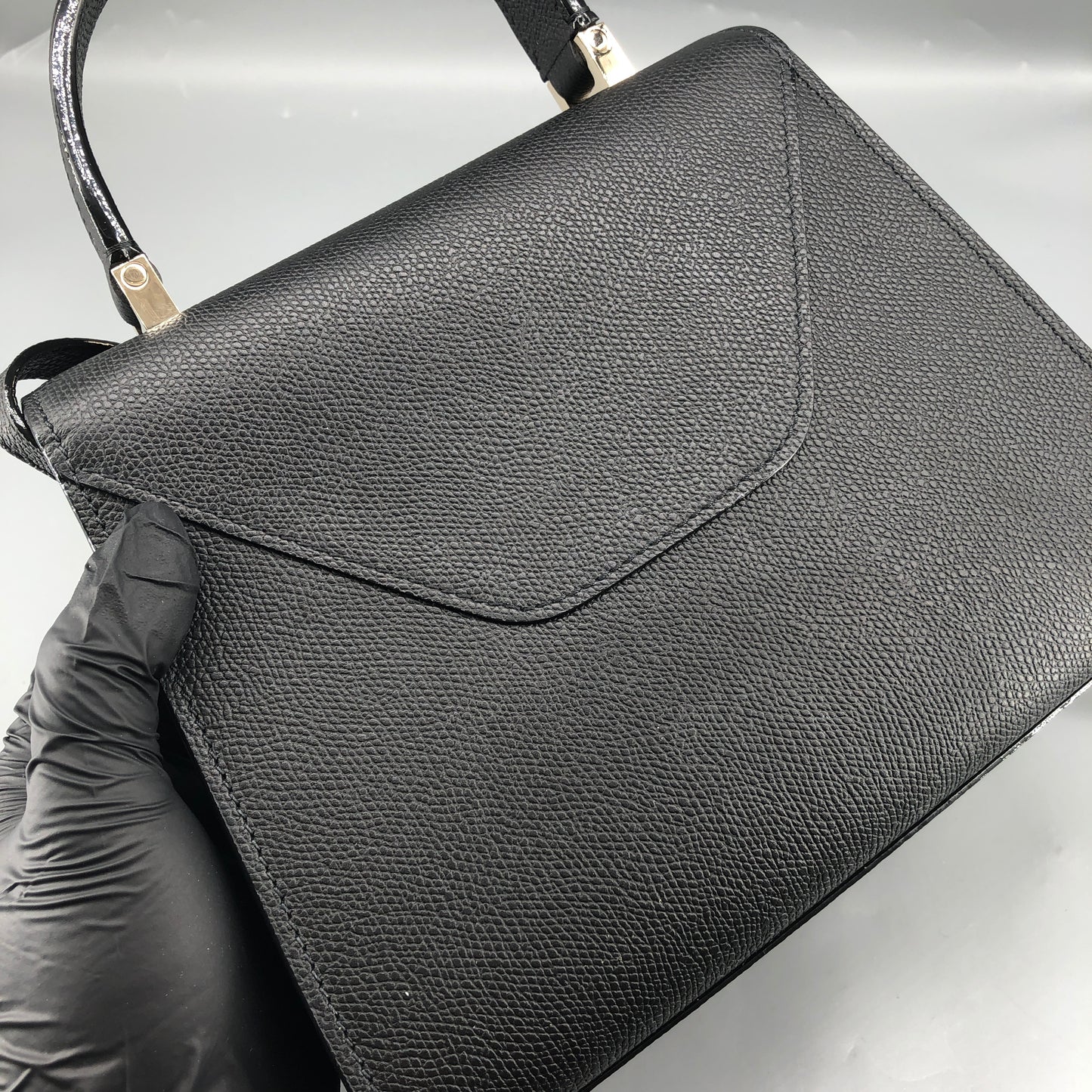 Valextra Iside Black Grained Calfskin Handbag