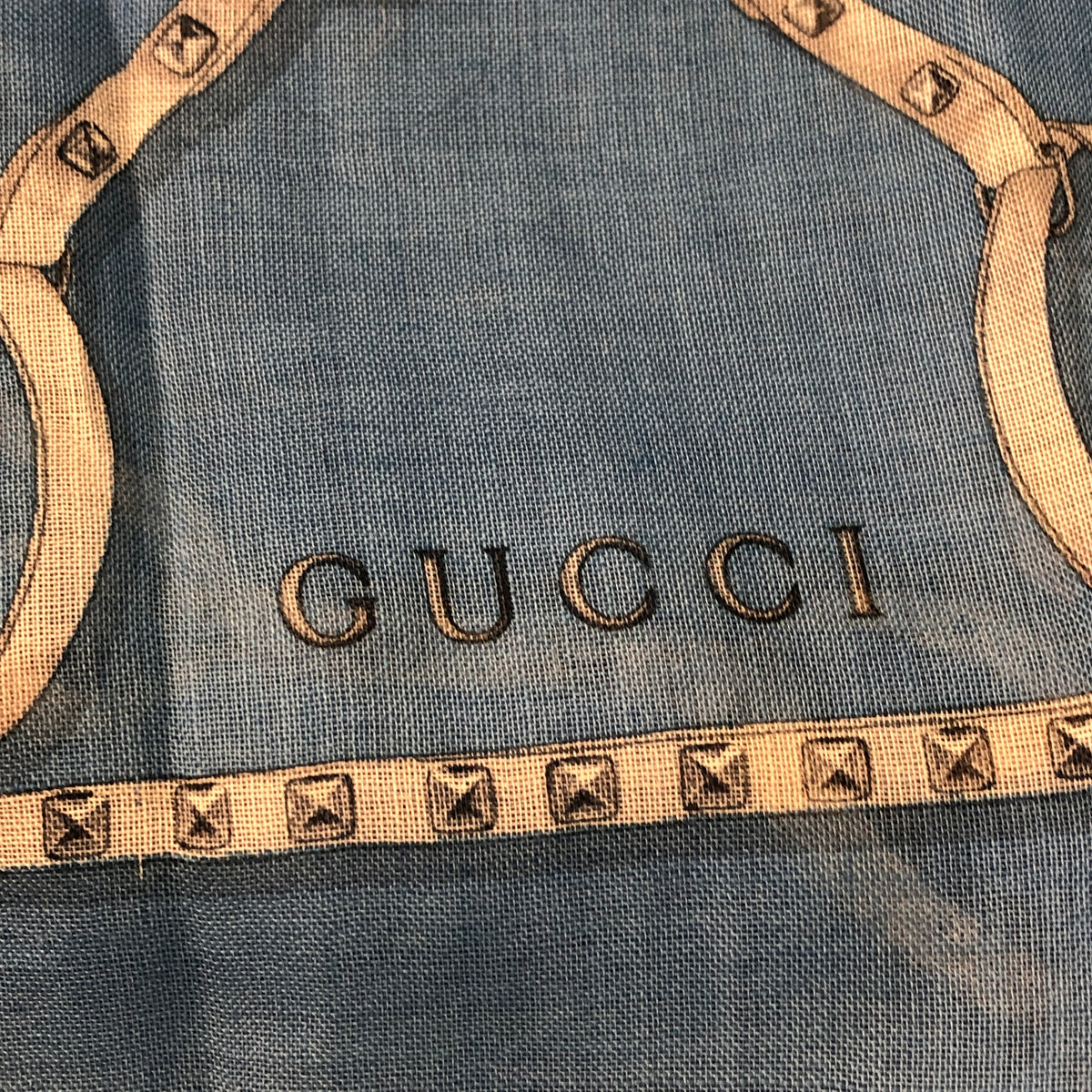 Gucci Blue & Navy Blue GG Pattern Scarf 68*192 cm
