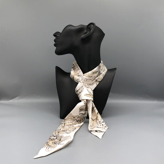 Christian Dior Cream/Beige Silk Twilly Scarf 6 x 105cm