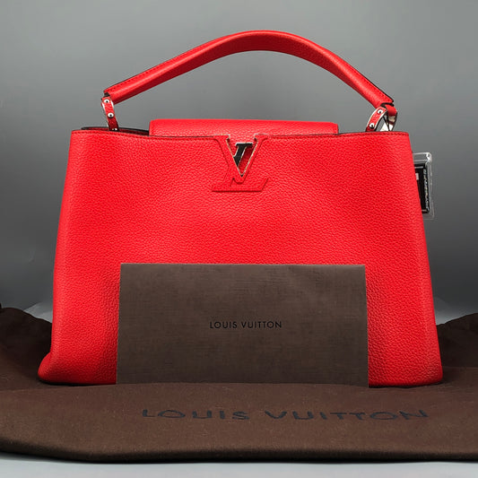 Louis Vuitton Capucines MM Red Leather Handbag