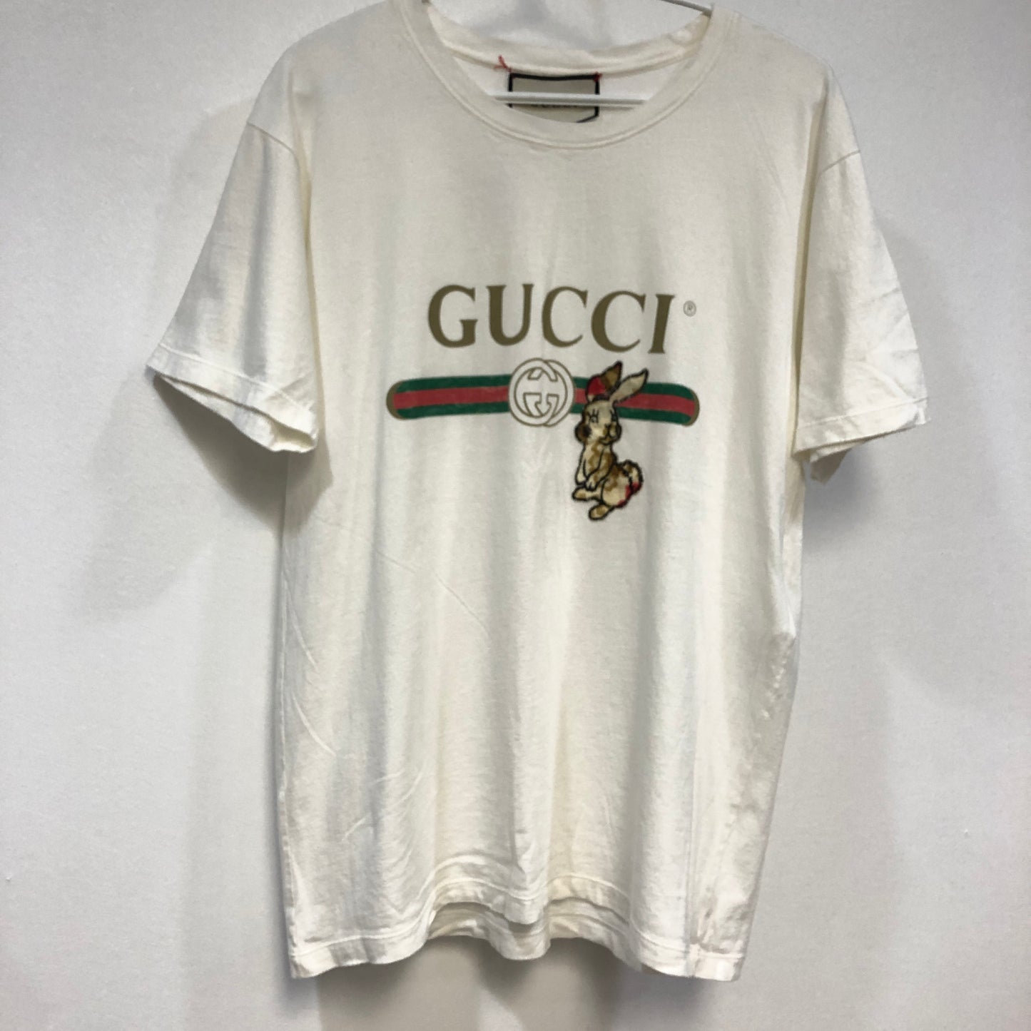 Gucci White Logo & Rabbit Print T-Shirt Size S