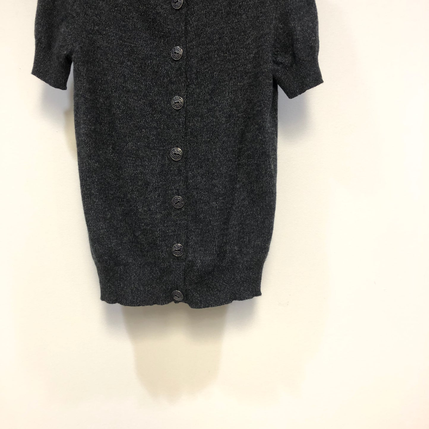 Chanel Black Short Sleeve Button Front Knit Cardigan Size 40