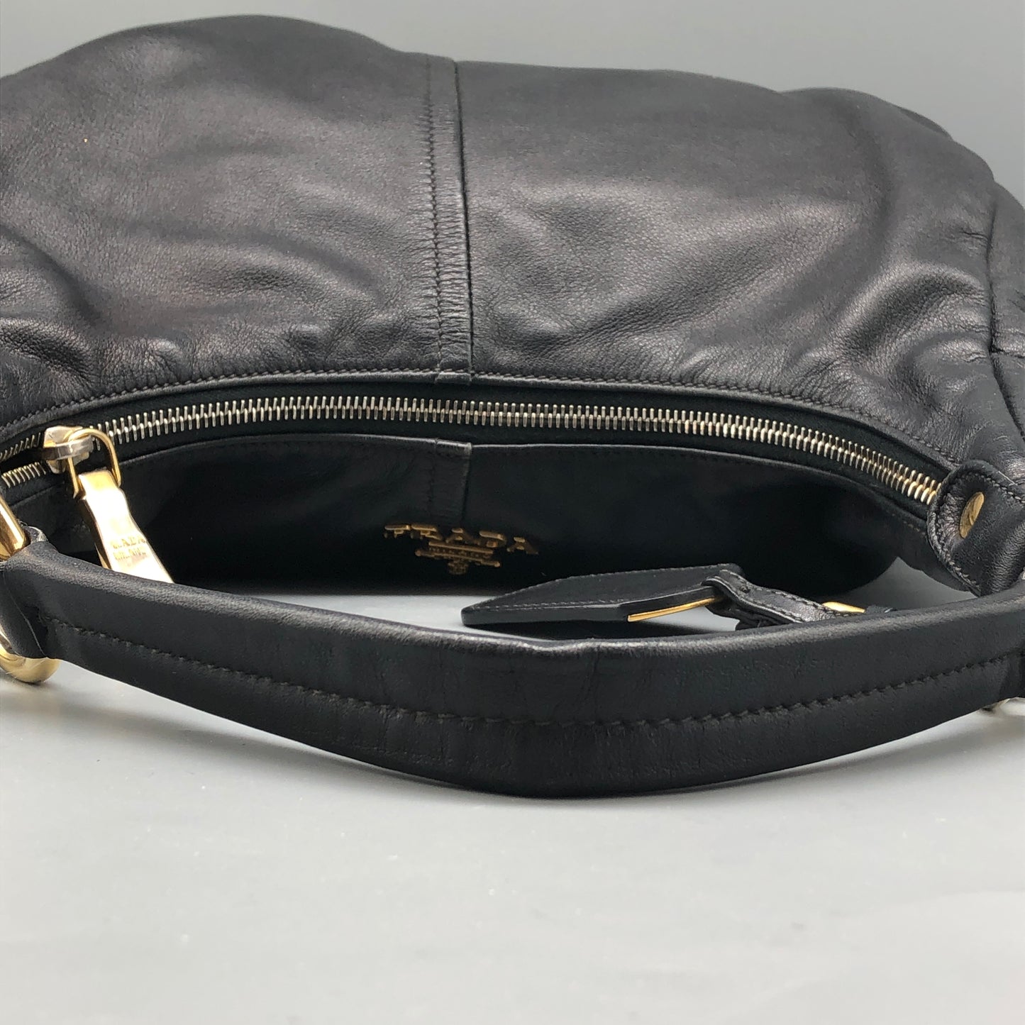 Prada Black Leather Hobo Bag