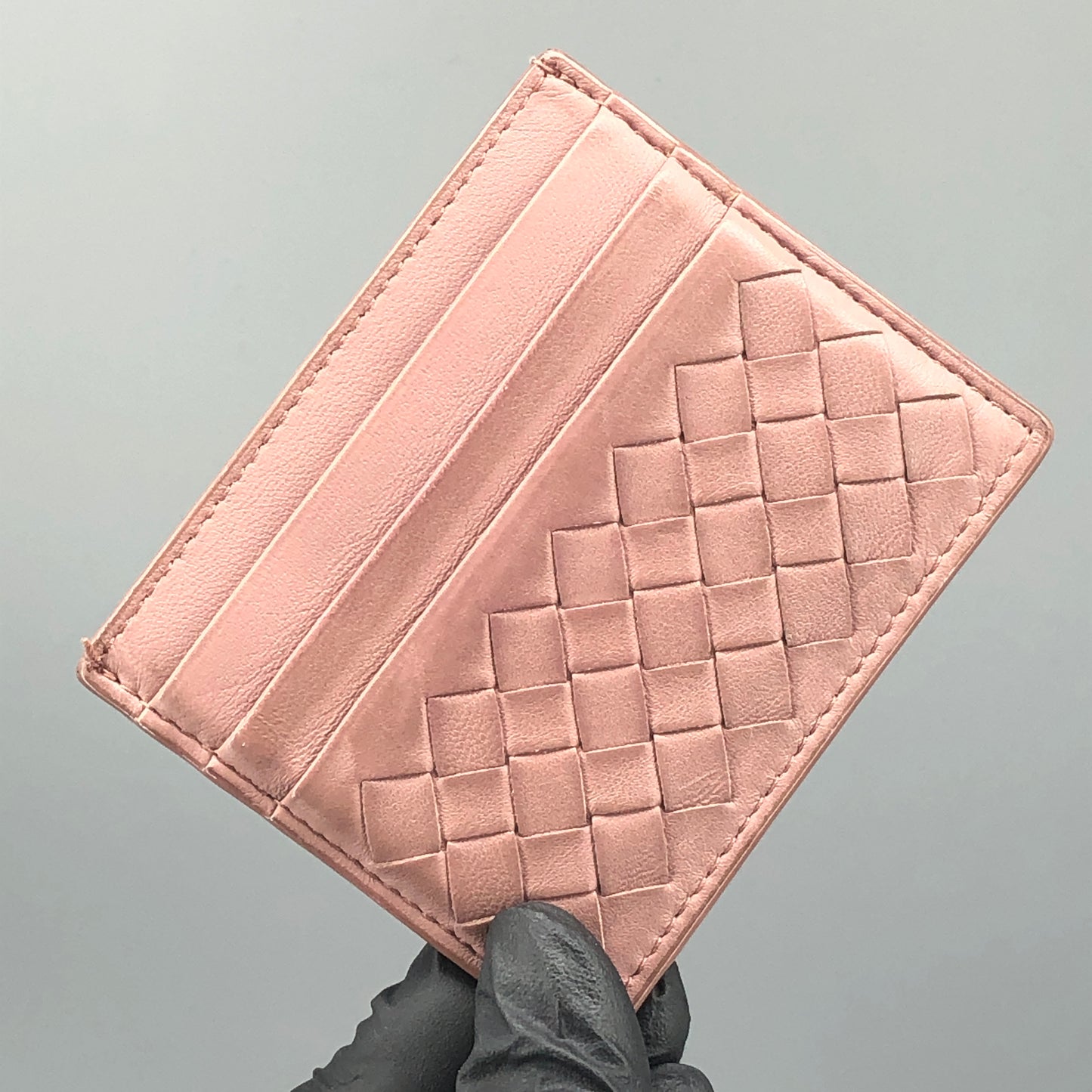 Bottega Veneta Intrecciato Dusty Pink Leather Card Case