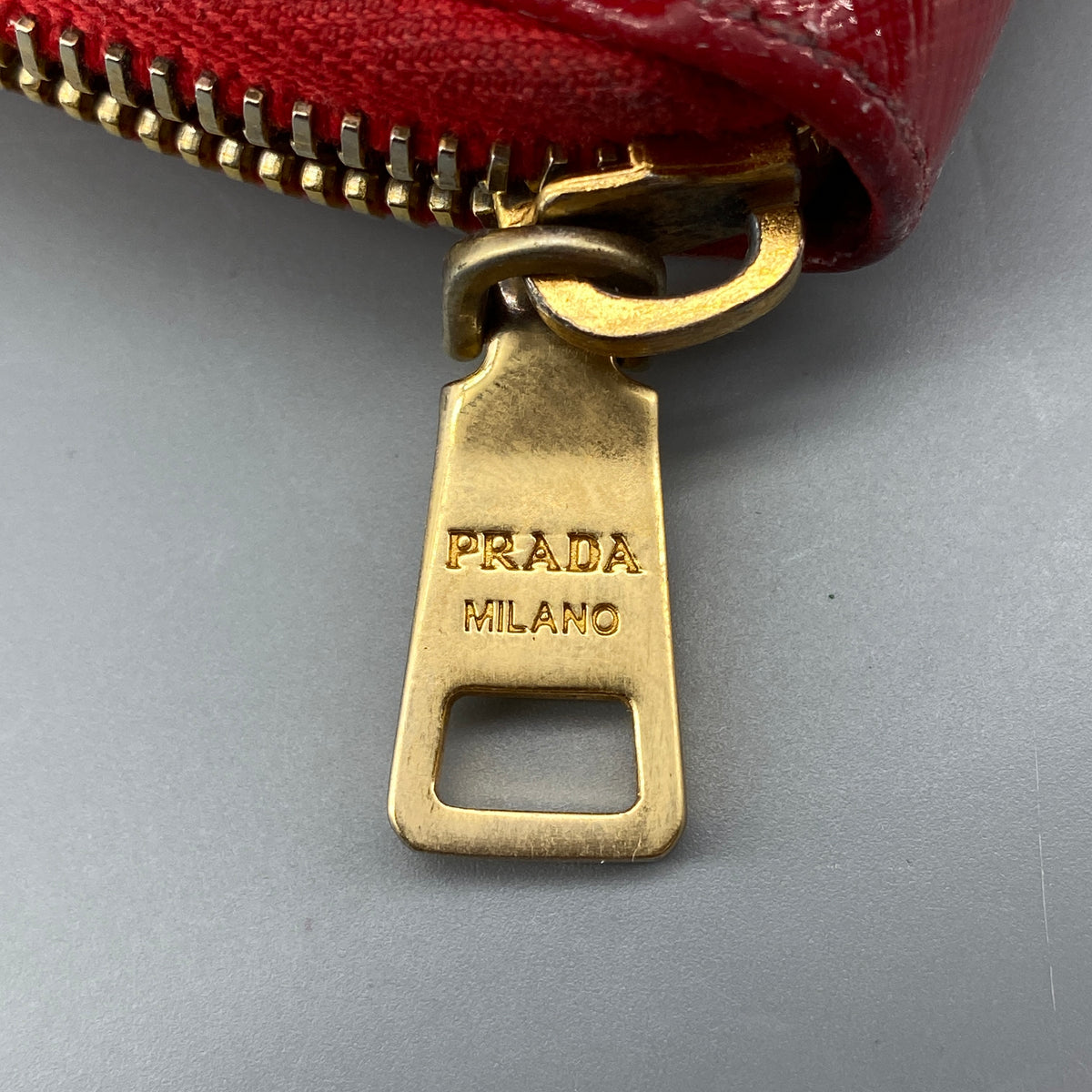 Prada Red Saffiano Leather Zip Around Long Wallet