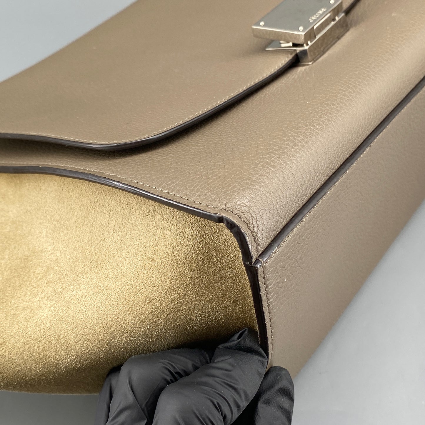 Celine Trapeze Medium Taupe Leather Suede Wing Bag