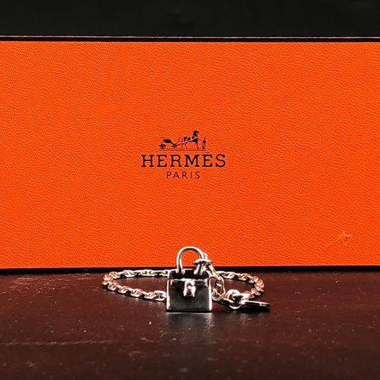 Hermes 925 Silver Mini Kelly Padlock Chain Bracelet