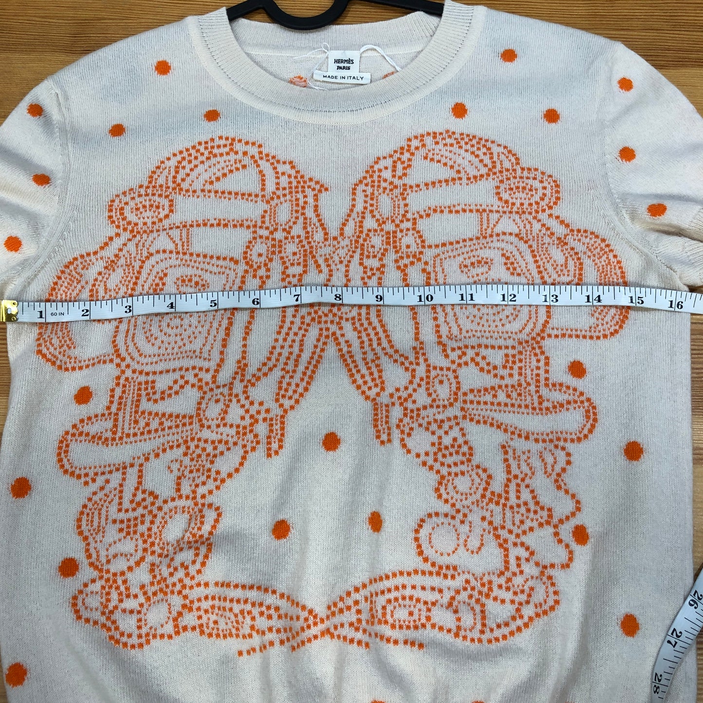 Hermes Beige Brides de Gala Short Sleeve Knit Top Size 38