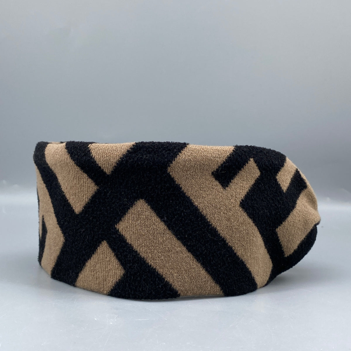 FENDI FF Knit Headband Brown/Black Size 50.5cm
