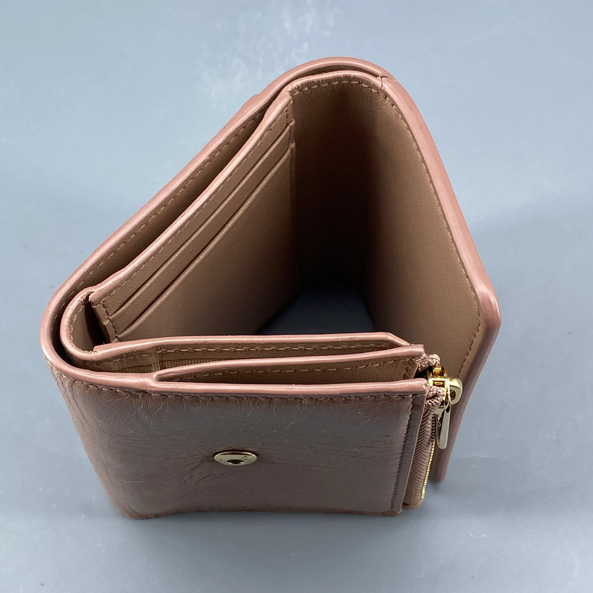 Christian Dior Short Wallet Nude Leather