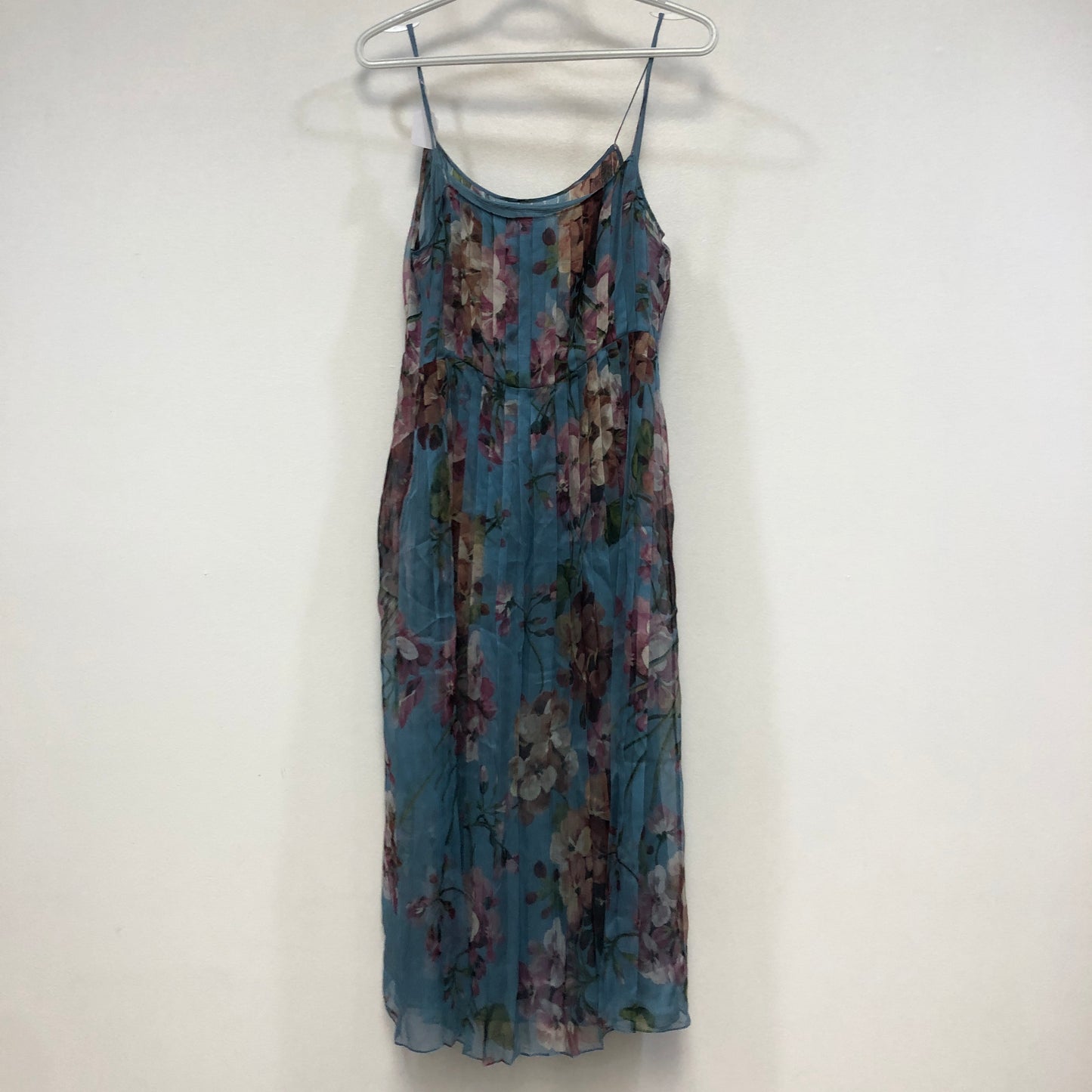 Gucci Blue Floral Print Two-Layer Slip Dress Size 38