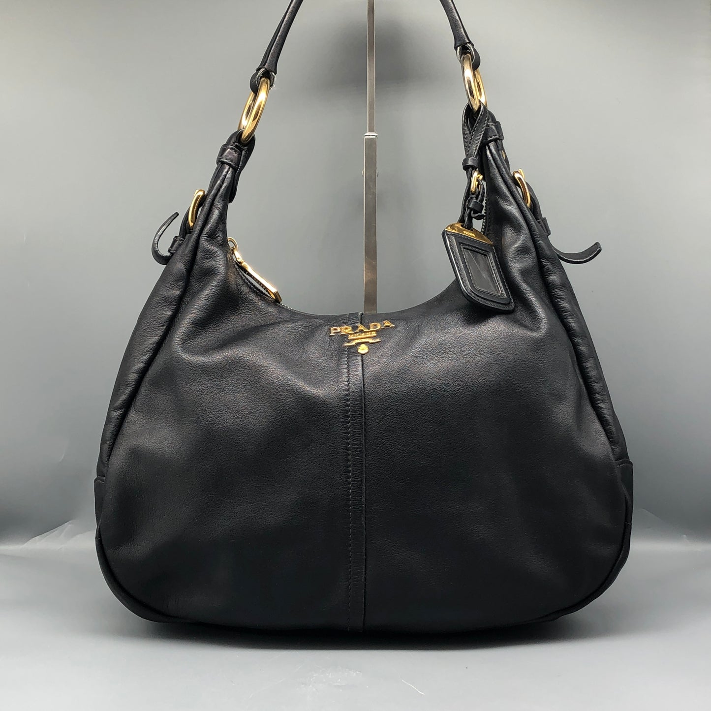 Prada Black Leather Hobo Bag