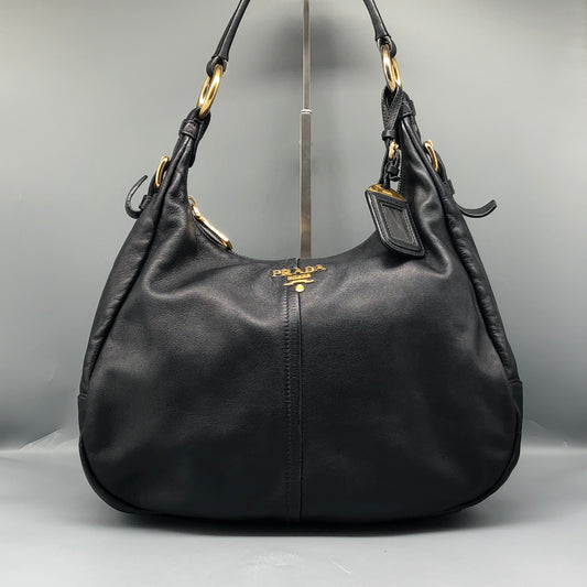 Prada Black Leather Hobo Bag