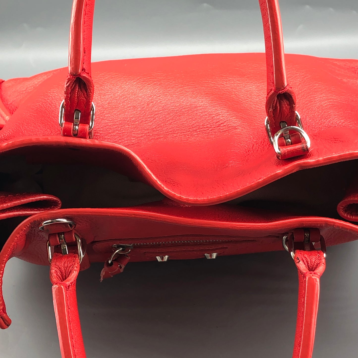 Balenciaga Mini City Lambskin Leather Handbag Red