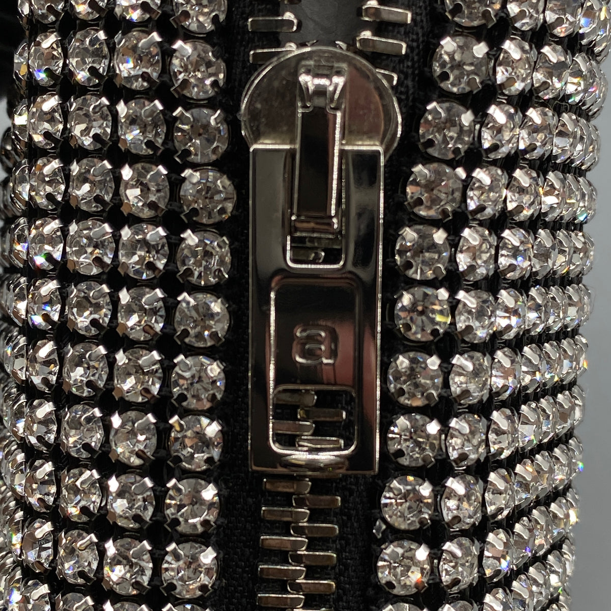 Alexander Wang Mesh Crystal Rhinestone Mini Heiress Pouch Black Silver