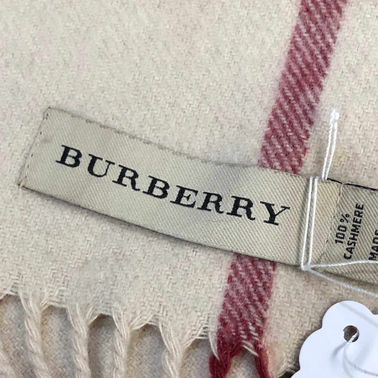 Burberry Beige Black Red Nova Check Cashmere Scarf 162×30cm