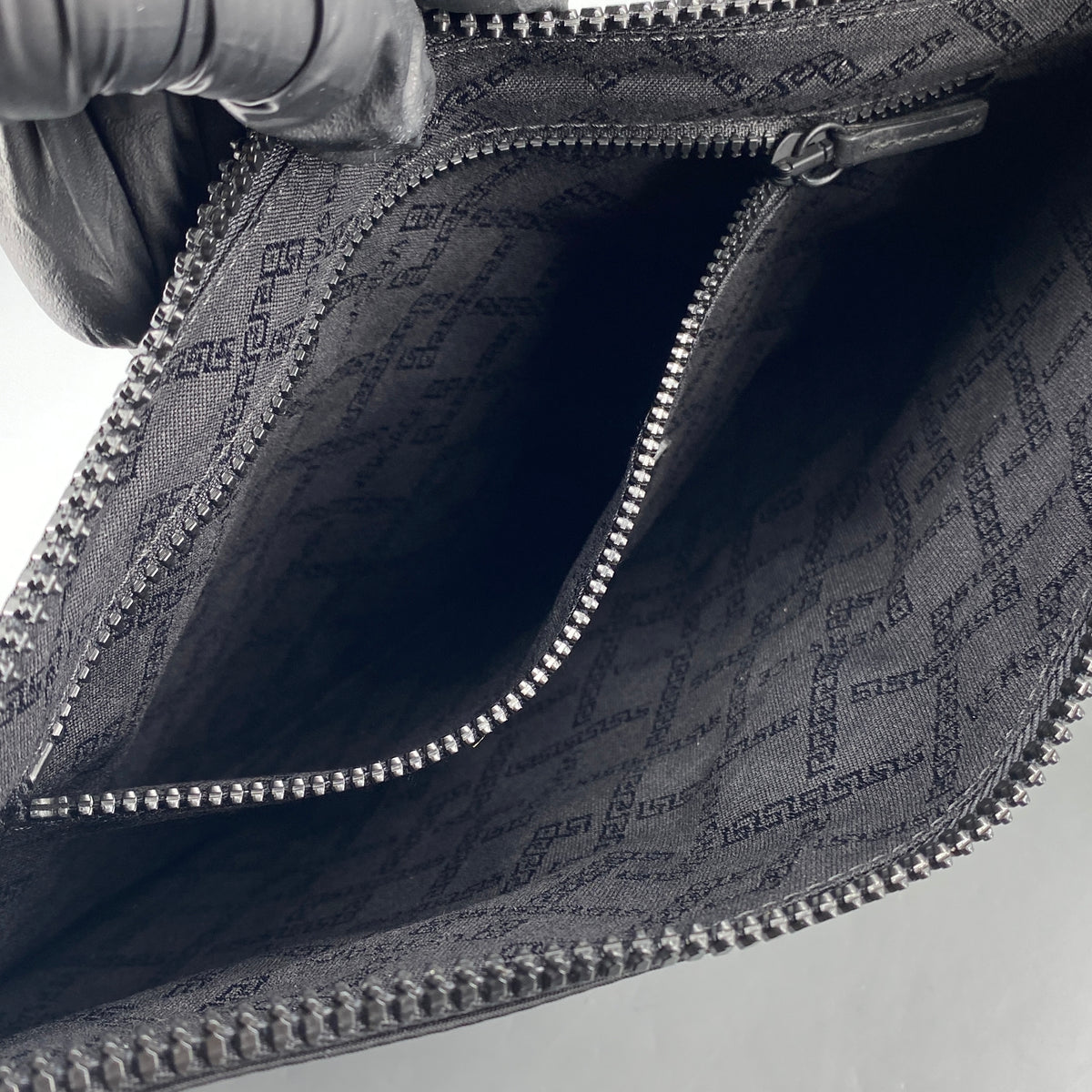 Versace Black Nylon Medusa Logo Wrist  Clutch Bag