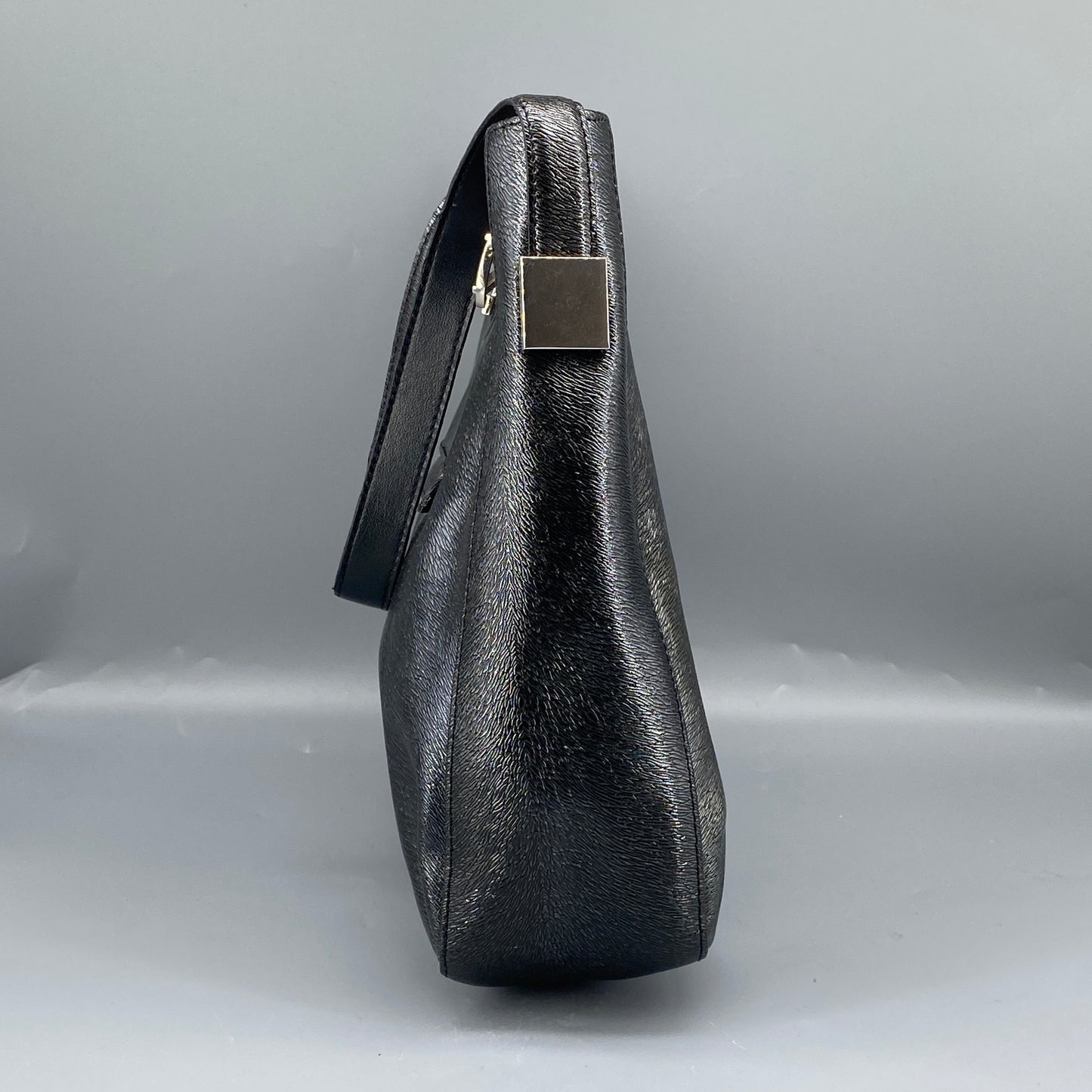 Giovanni Valentino Metallic Silver Leather Hobo Shoulder Bag