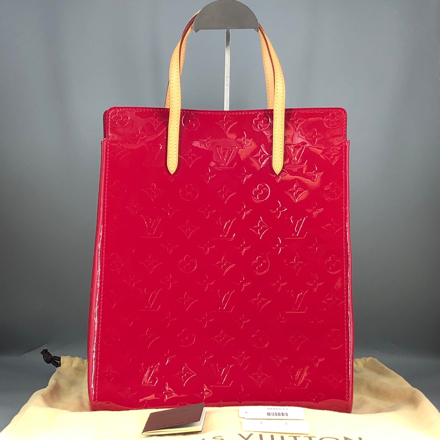 Louis Vuitton Vernis MM Vertical Tote Bag Hot Pink Monogram Patent Leather