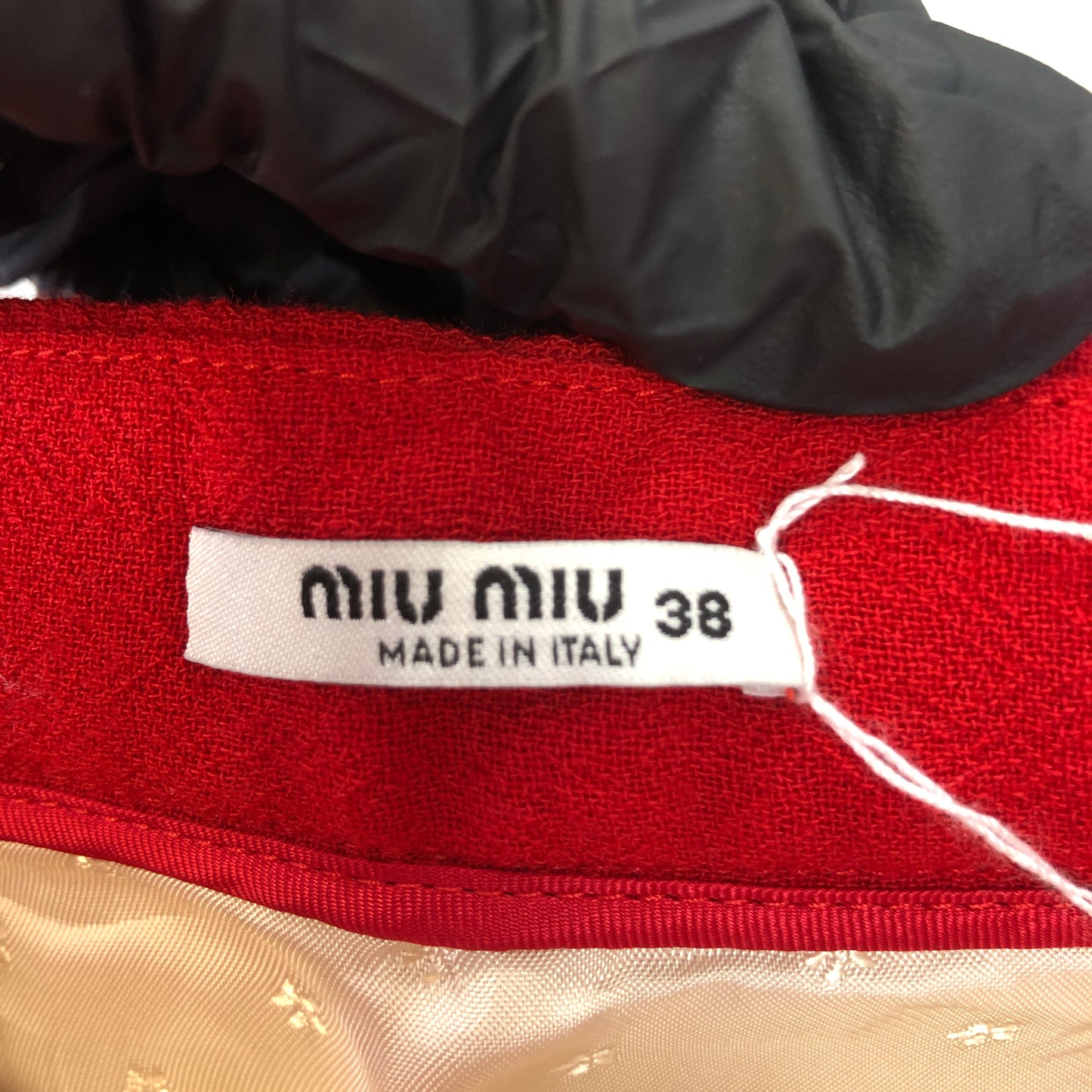 Miu Miu Red Wool Bow Detail A-Line Mini Skirt Size 38