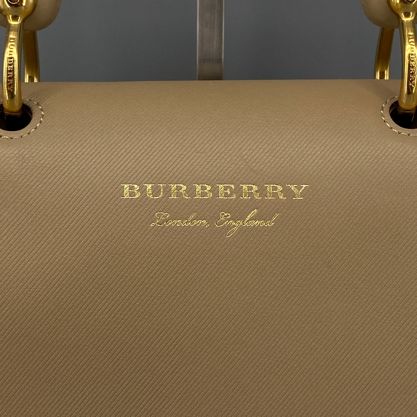 Burberry Beige Leather Top Handle Crossbody Bag