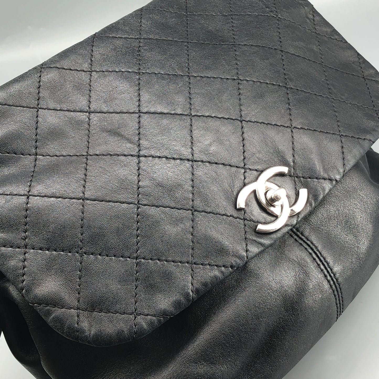 Chanel Lambskin Quilted Large Trianon Messenger Flap Black