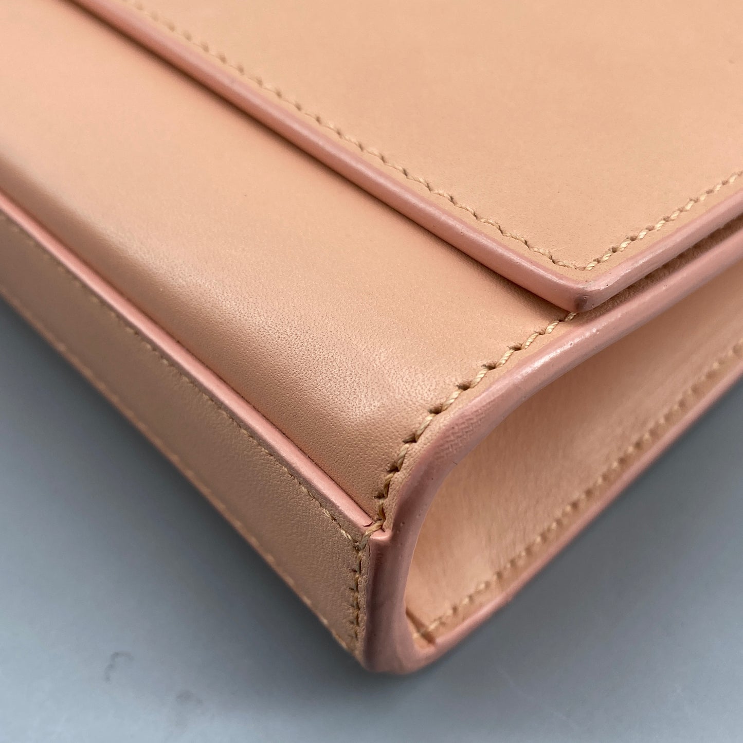 Saint Laurent Nude Smooth Leather YSL Logo Clutch Bag