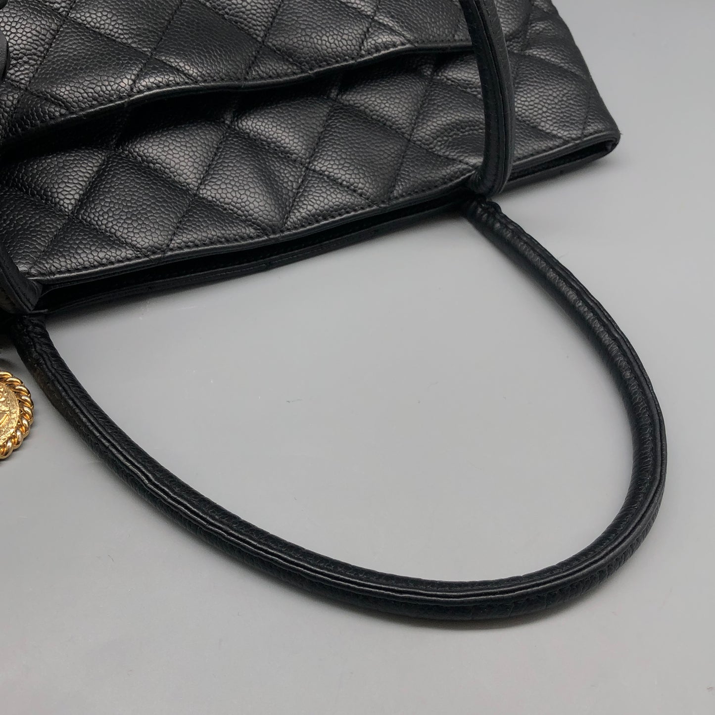 Chanel Quilted Caviar Leather CC Tote Bag Black