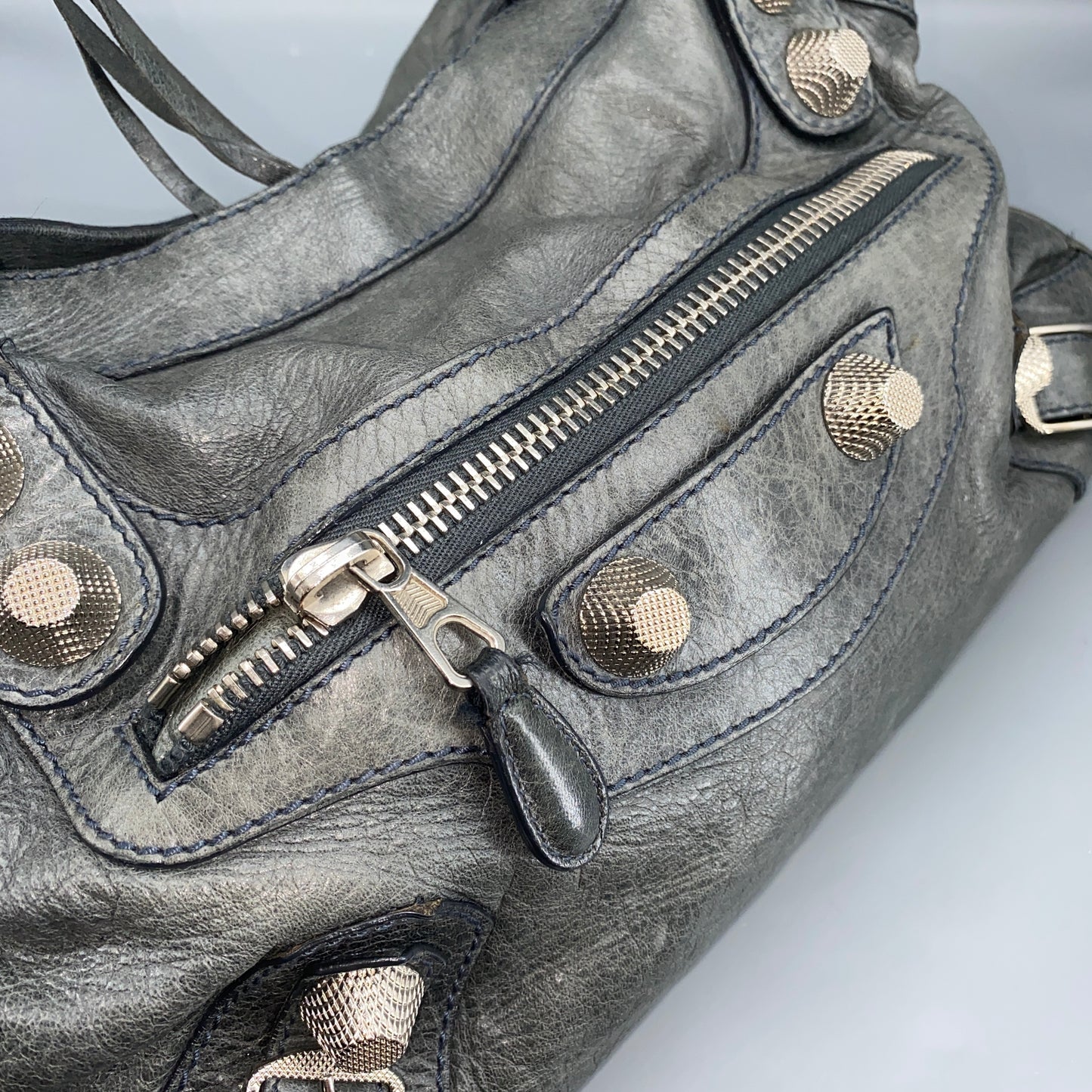 Balenciaga Grey Classic City Handbag Silver‑Tone Metal Hardware
