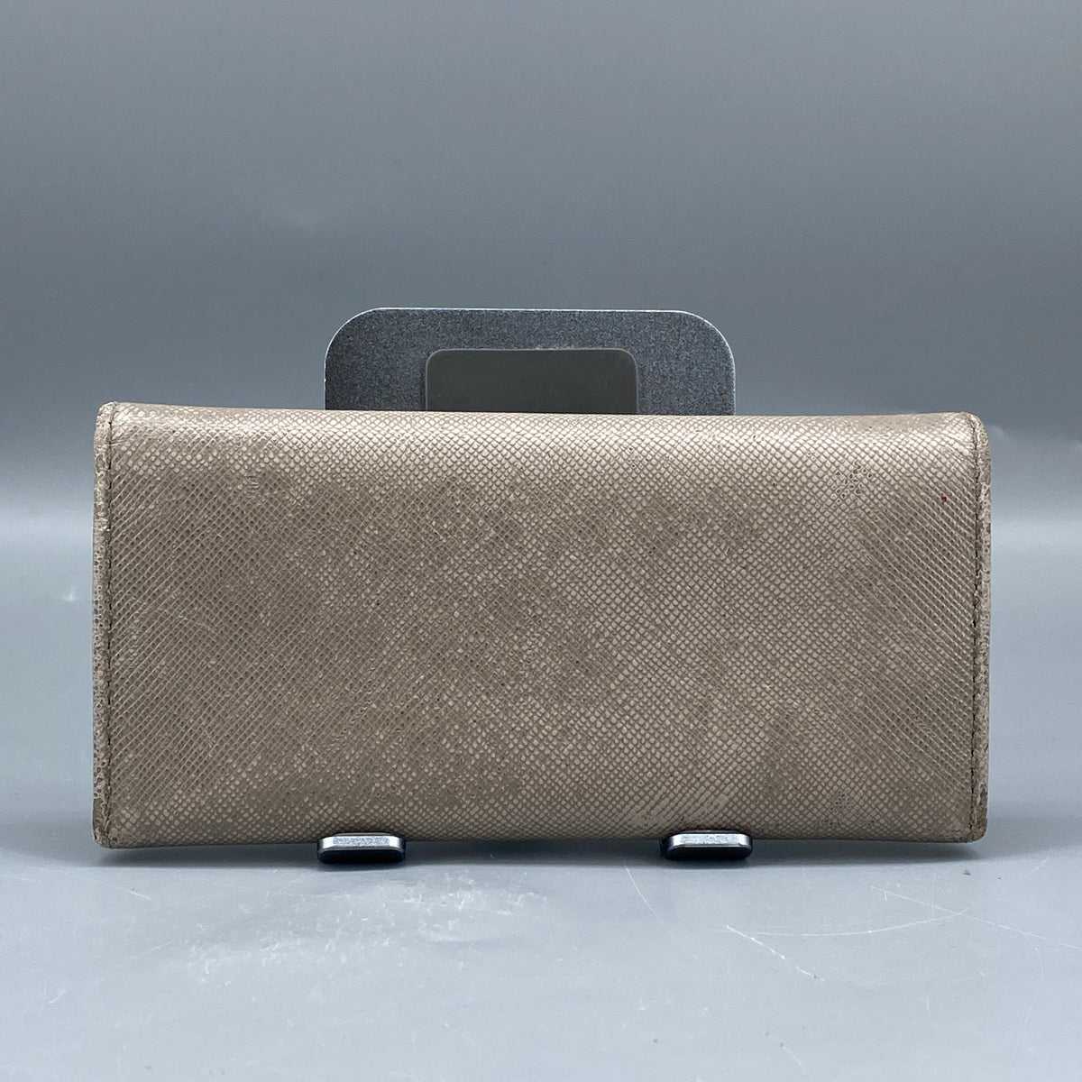 Prada Grey Saffiano Leather Key Wallet