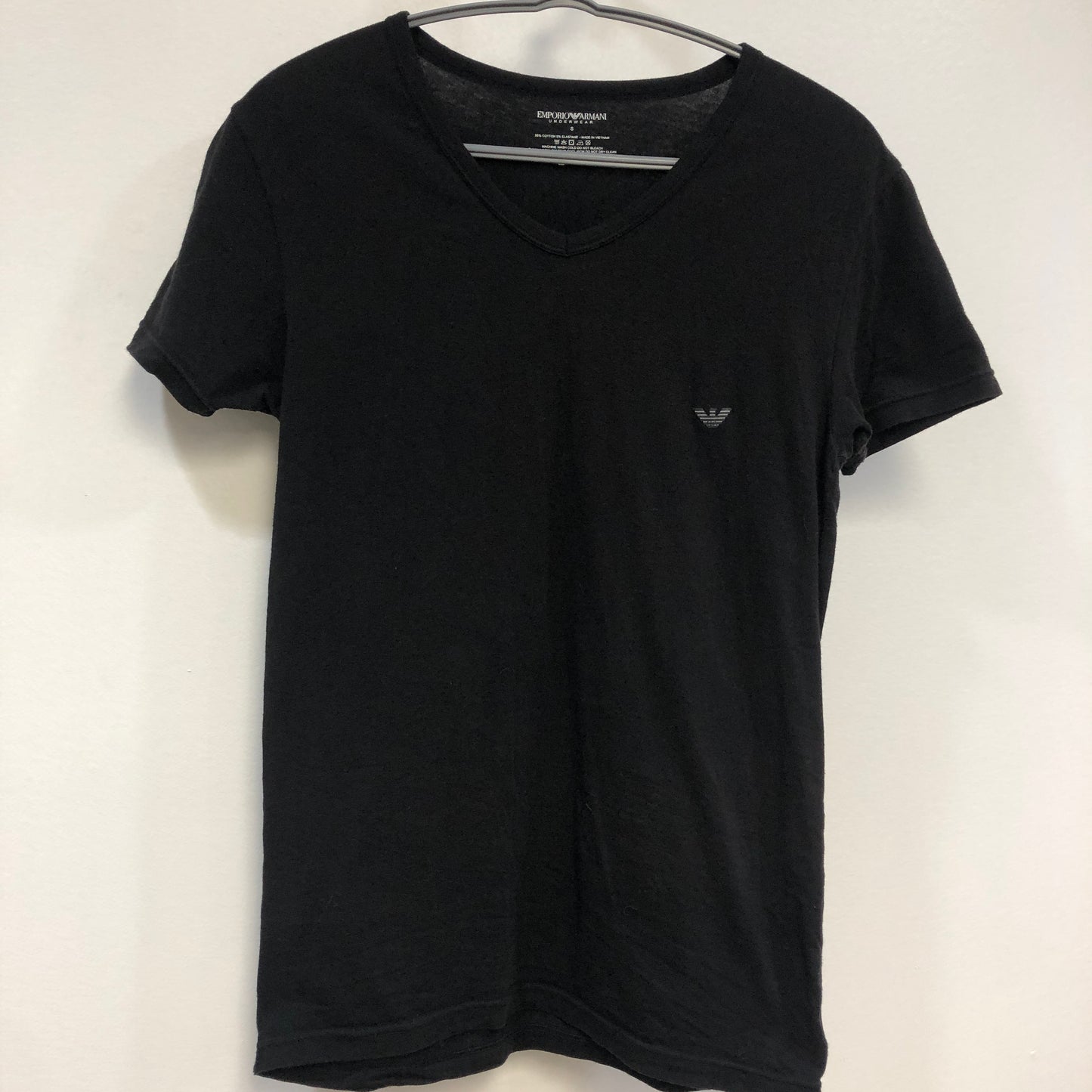 Emporio Armani Black V-Neck Logo T-Shirt Size S